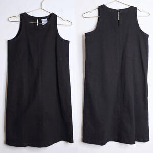 Black Denim Sleeveless Dress Knee Length - XS